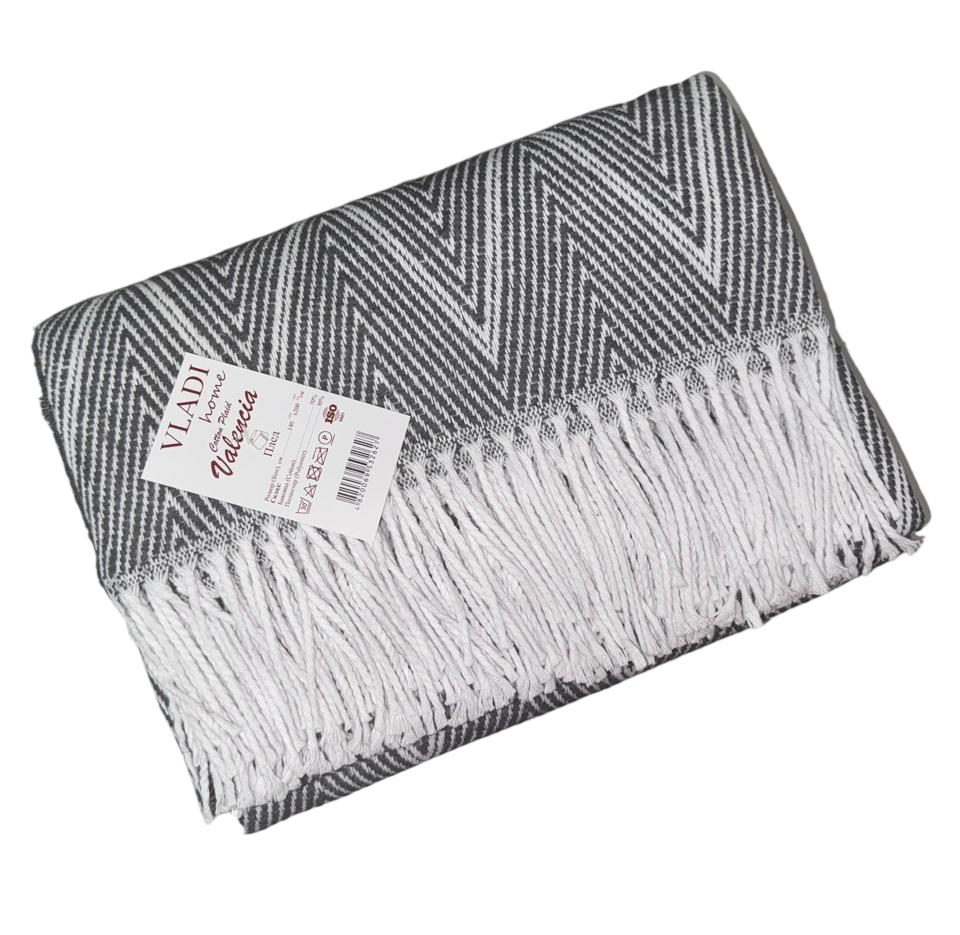 Плед бавовняний Vladi ViVi Валенсія 140х200 см Білий-дим - фото 1 Плед бавовняний Vladi ViVi Валенсія 140х200 см Білий-дим - фото 1