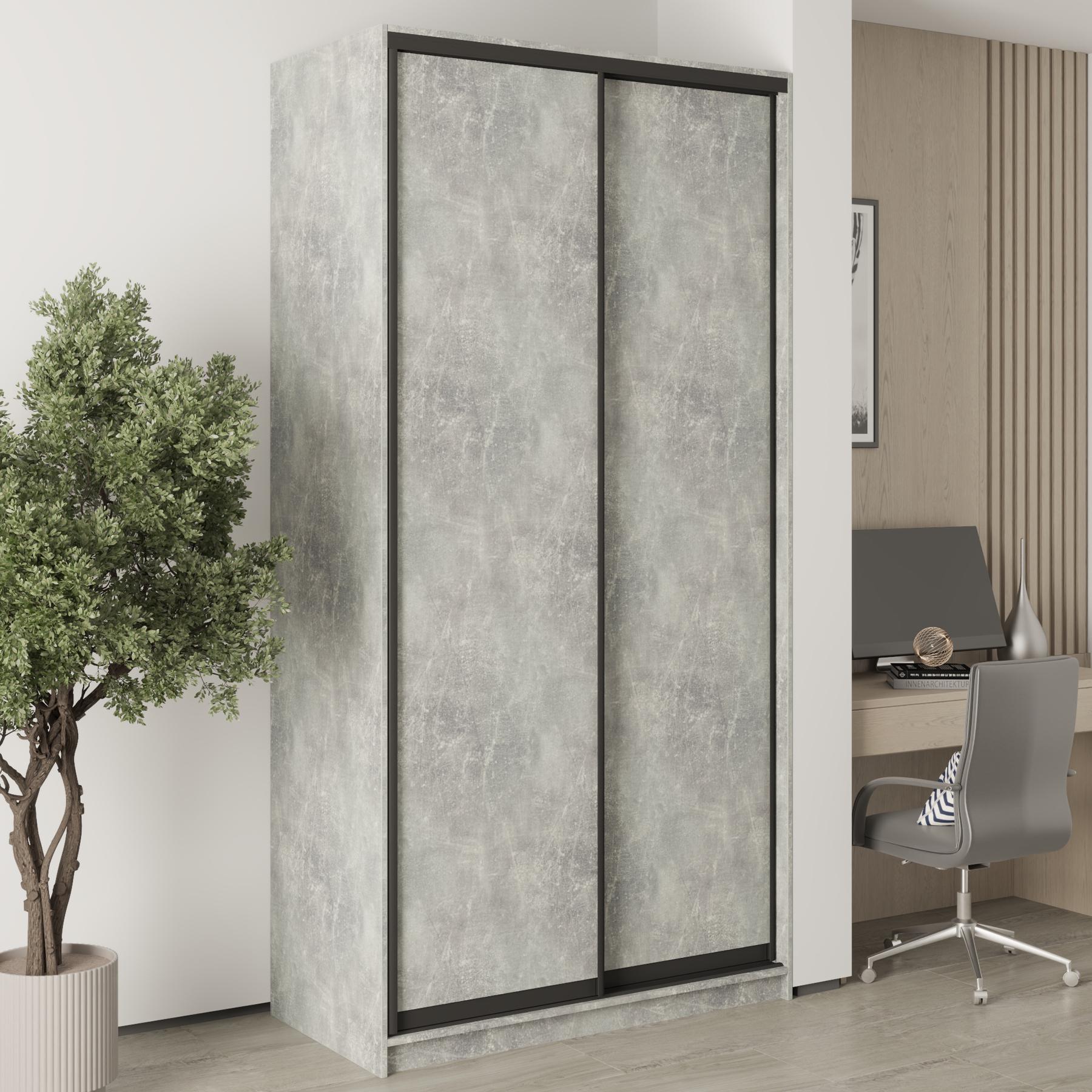 Шкаф-купе двухдверный MebelStar Стандарт BG 2 ДСП 120x45x240 см Бетон (MBS-9969) Шкаф-купе двухдверный MebelStar Стандарт BG 2 ДСП 120x45x240 см Бетон (MBS-9969)