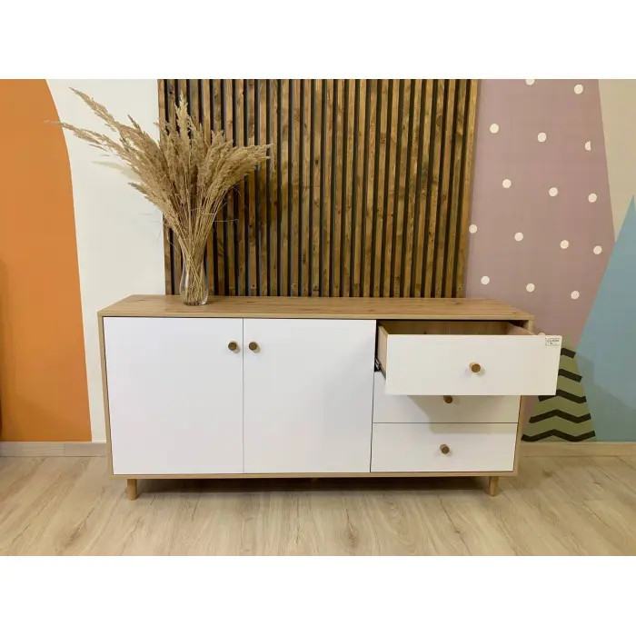 Комод з дверцятами та шухлядами Хьюге-5 1585x390x770 мм Дуб Артізан/Білий - фото 9 Комод з дверцятами та шухлядами Хьюге-5 1585x390x770 мм Дуб Артізан/Білий - фото 9