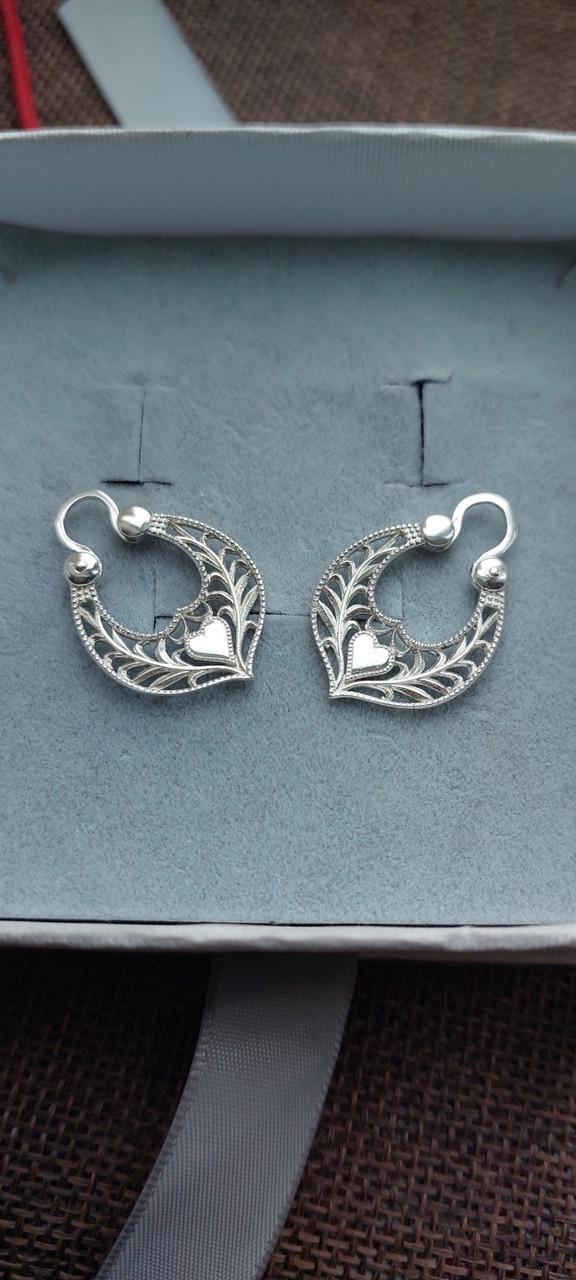 Срібні сережки калачі Серце 925 проби дукачі без покриття (2824260817)