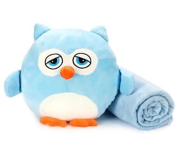 Игрушка-подушка с пледом Wellamart Сова Мрия 3в1 Голубой (78100003)