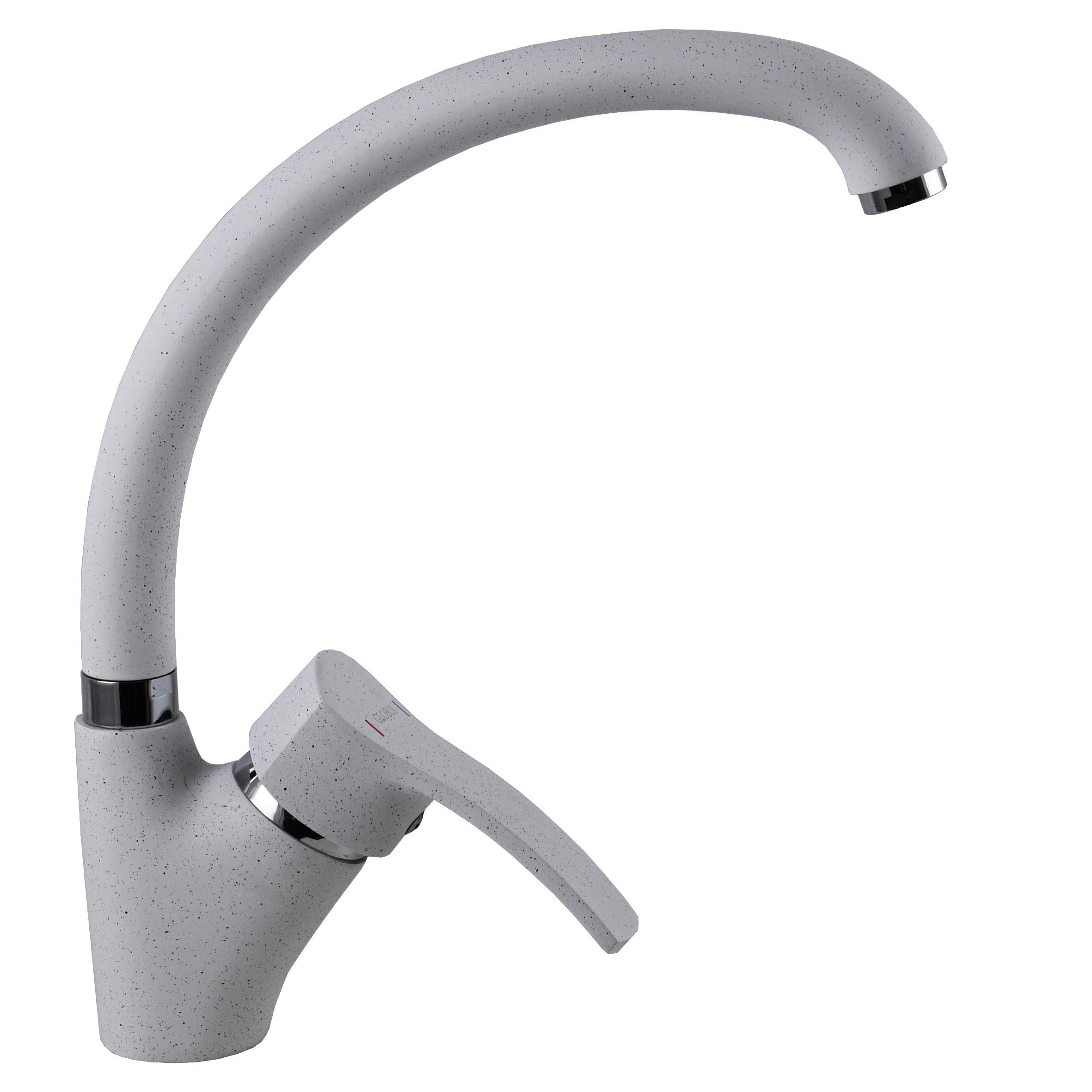 Смеситель для кухни Globus Lux QUEENSLAND GLQU-0203S-BIG-7-White латунный с боковой ручкой Белый матовый (000019218)