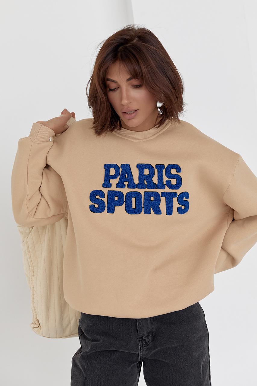 Світшот на флісі "Paris Sports" M Світло-коричневий (12489545) - фото 5