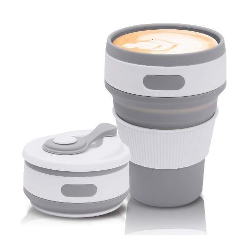 Складной стакан силиконовый Collapsible Coffee Cup 350 мл Серый