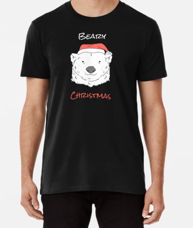 Футболка мужская новогодняя Stedman с принтом Beary Christmas Новогодний мишка XL Черный (НГ83-4)