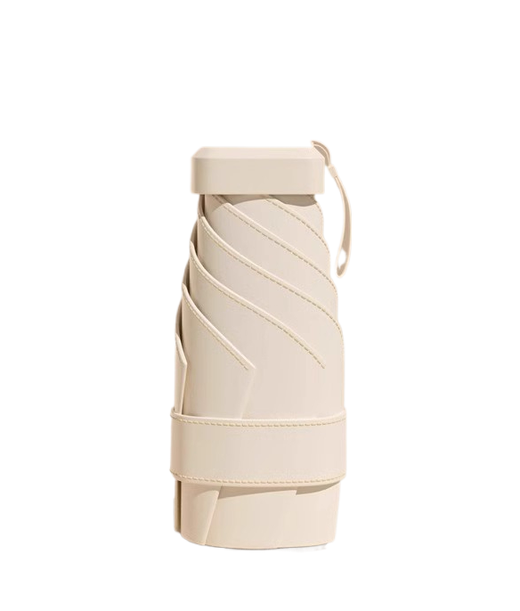 Мини-зонтик от дождя и солнца UPF 50+ в футляре-капсуле 16 см Бежевый (R9368)