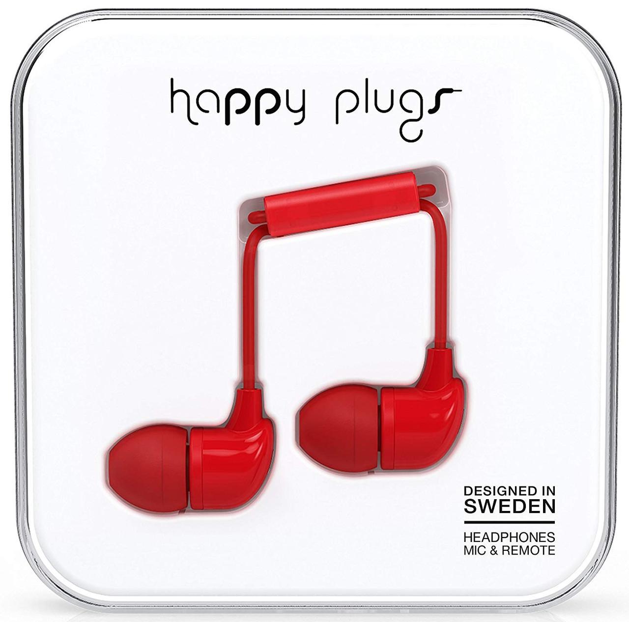 Проводные вакуумные наушники Happy Plugs Headphones In-Ear, Red Проводные вакуумные наушники Happy Plugs Headphones In-Ear, Red