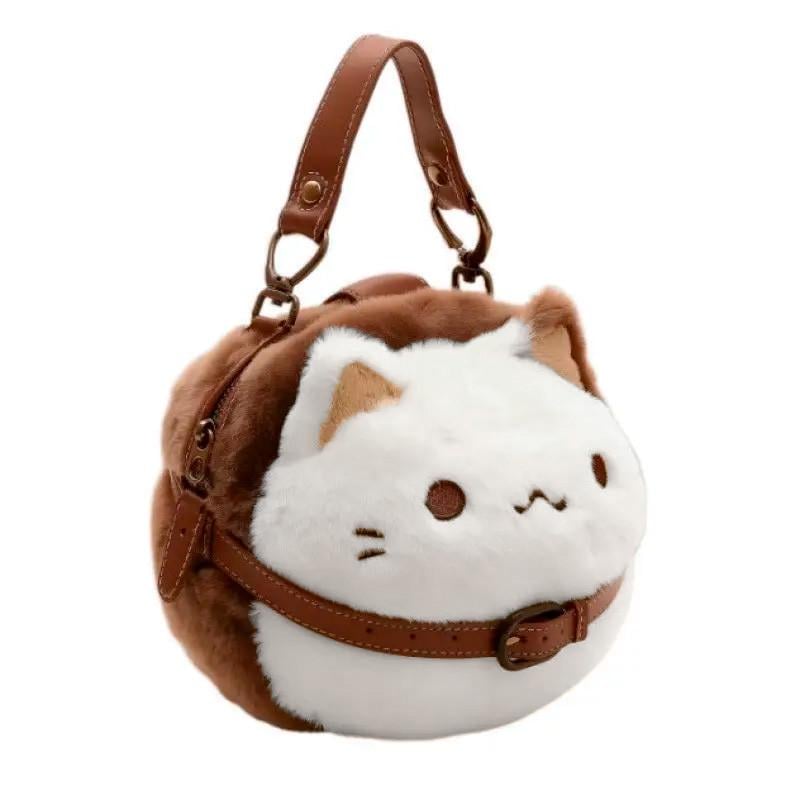 Дитяча сумка плюшева Lesko #068-1 Кіт для дівчинки Коричневий (32927064)