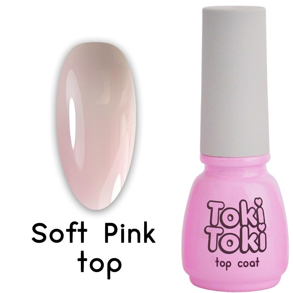 Топ для ногтей без липкого слоя Toki-Toki Soft pink top 5 мл Розовый топ