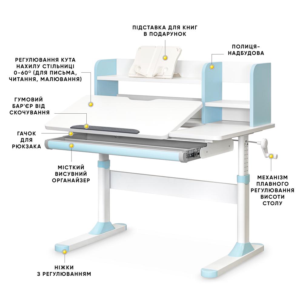 Парта детская школьная Evo-kids TH-330 BD C-3 с тумбой Голубой (TH-330 Z+BD C3_BLUE) - фото 2 Парта детская школьная Evo-kids TH-330 BD C-3 с тумбой Голубой (TH-330 Z+BD C3_BLUE) - фото 2