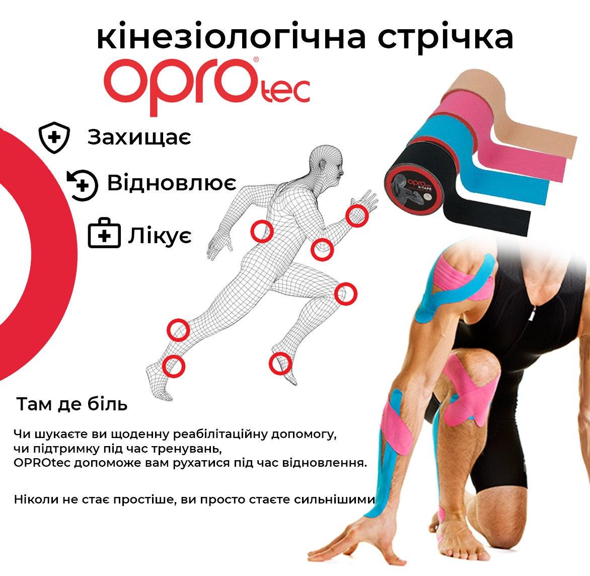 Кинезиологический тейп OPROtec Kinesiology Tape TEC57542 5 см 5 м Синий - фото 4