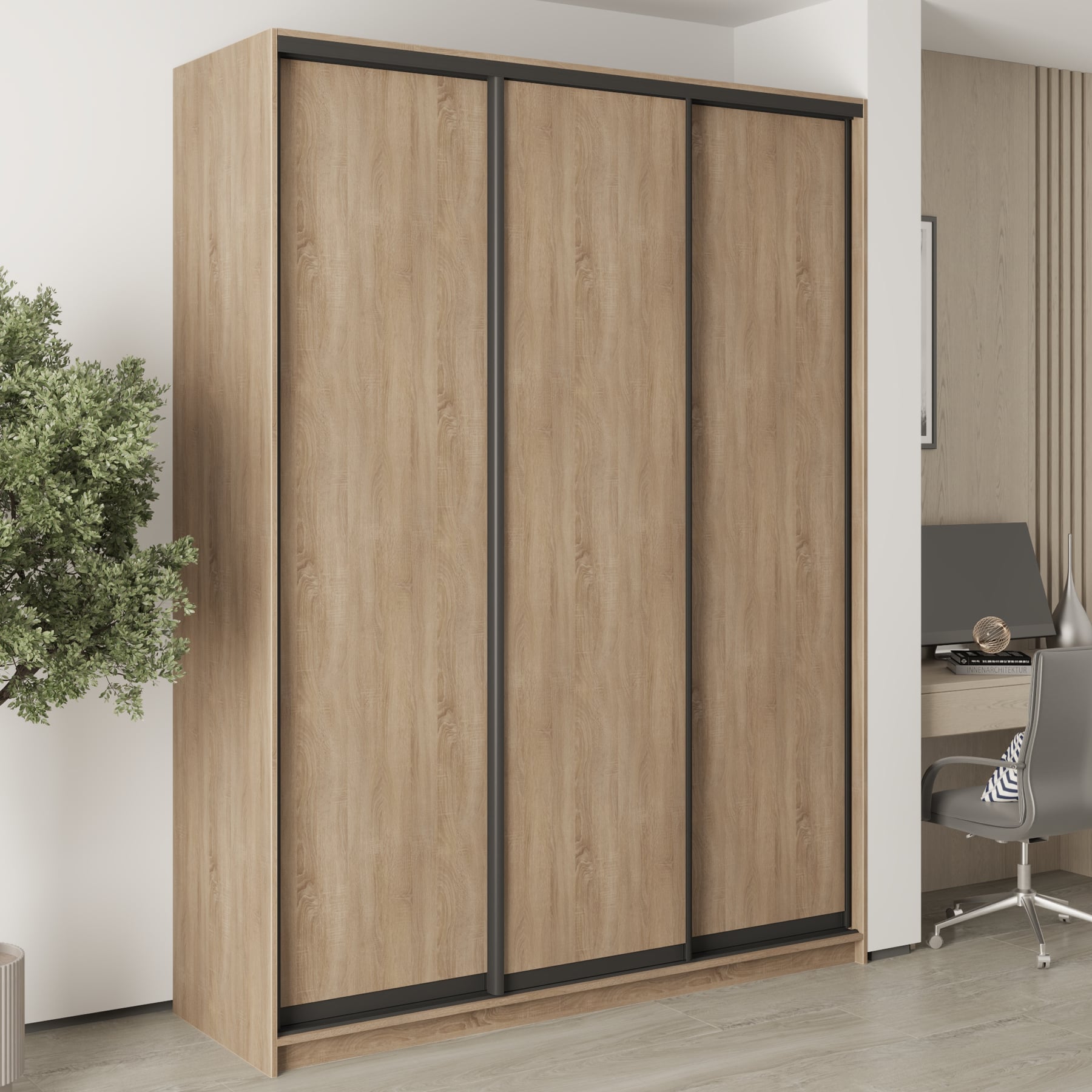 Шкаф-купе трехдверный Mebel Star Стандарт BG MBS-8568 180х45х240 см Дуб сонома (1007979)