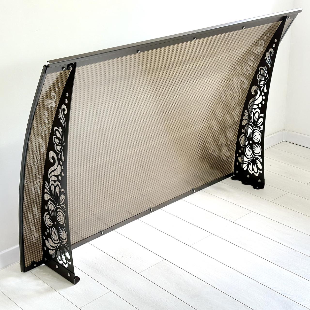 Навес-козырек Цветы 2 сотовый поликарбонат 6 мм 100х80 см (2702252)