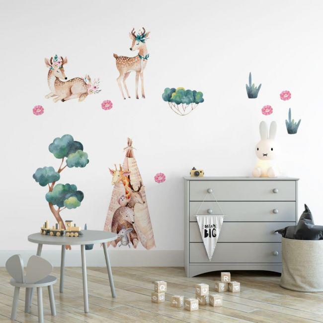 Стикеры детские на стену Sticker Wall SW-00000998 Олени 40х80 см 3 листа 120х80 см