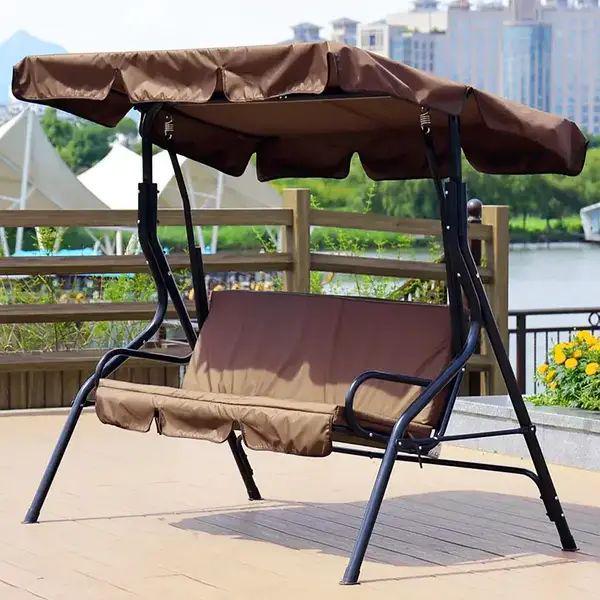 Садова гойдалка Garden Relaх 3-х місна з дашком та матрацом Brown