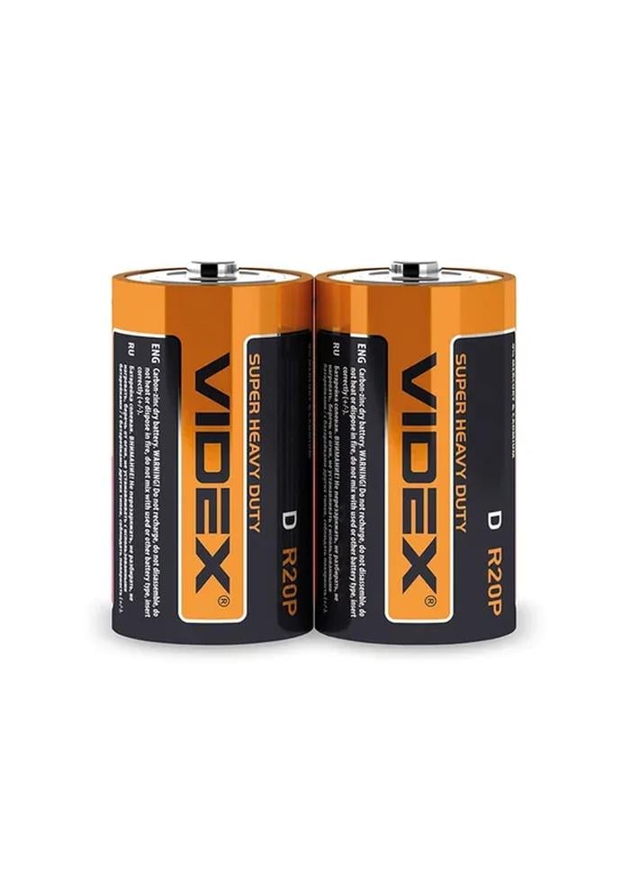 Батарейка сольова Videx R20P/D D 1,5 В запайка 2 шт. (20211530000031)
