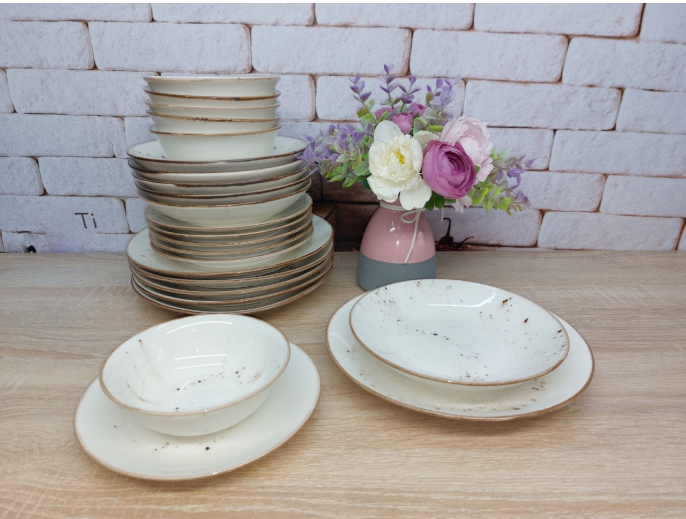 Сервиз столовый OMS TULU фарфор 6 персон 24 шт. Кремовый (DL24-Krem3)