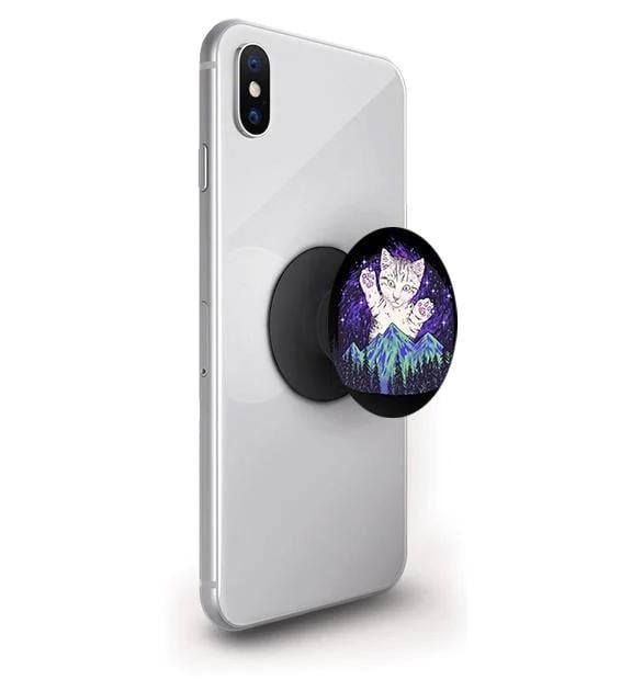 Попсокет для телефона PopSockets Котик и горы Черный (pop8)