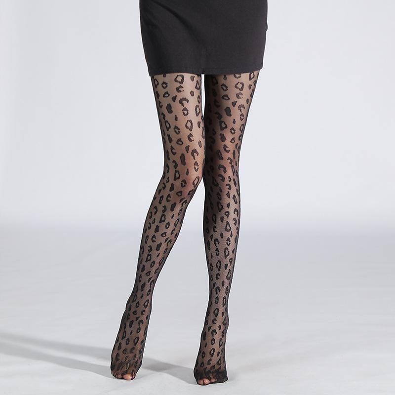 Колготки капроновые леопардовые женские 1/2 Черный (112910)