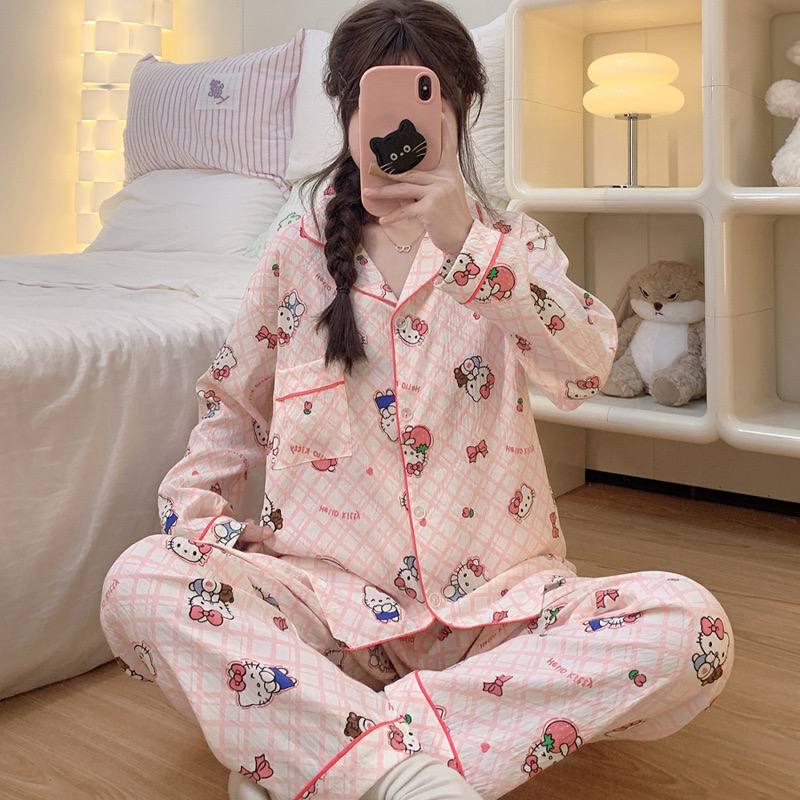 Пижама для девочки подростковая с принтом Hello Kitty из хлопка 152-160 см 10-13 лет Розовый (10398) - фото 4