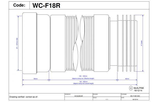 Гофротруба растяжная для унитаза Mcalpine 180-230 мм с уплотнителем (WC-F18R) - фото 2