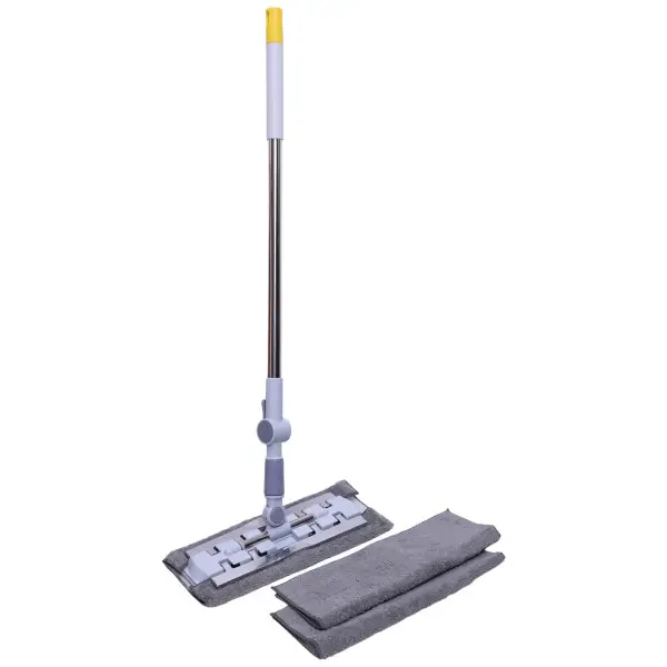 Швабра для пола плоская с телескопической ручкой 130 см и с 2 салфетками из микрофибры Желтый (147-107-HP-35015-35Y )