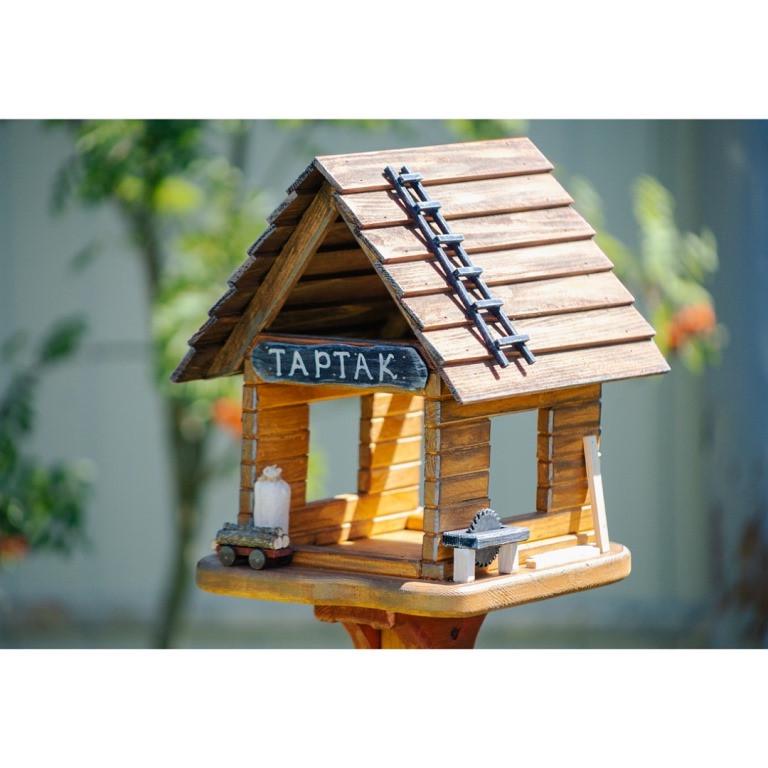 Кормушка для птиц Тартак 31×31×28 см на ножке 140 см из древесины