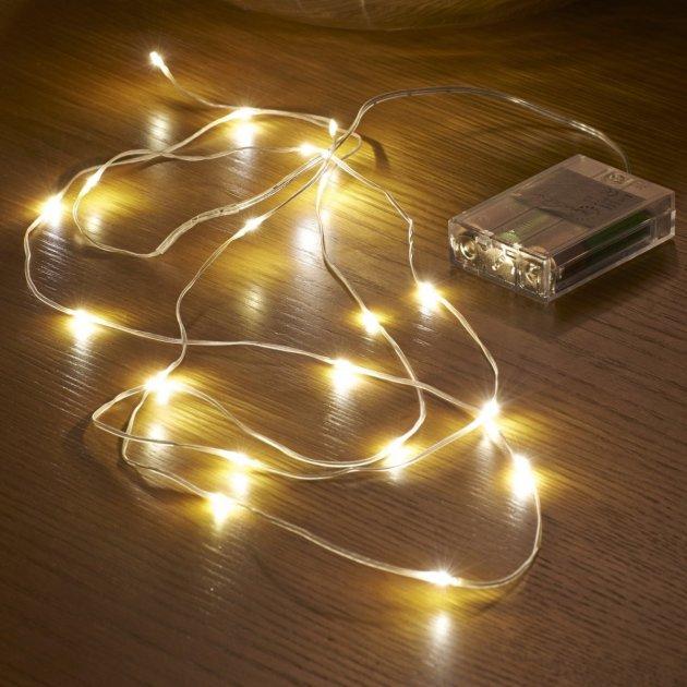 Светодиодная гирлянда нить LTL 2 м 20 LED на батарейках Теплый белый (4859573)