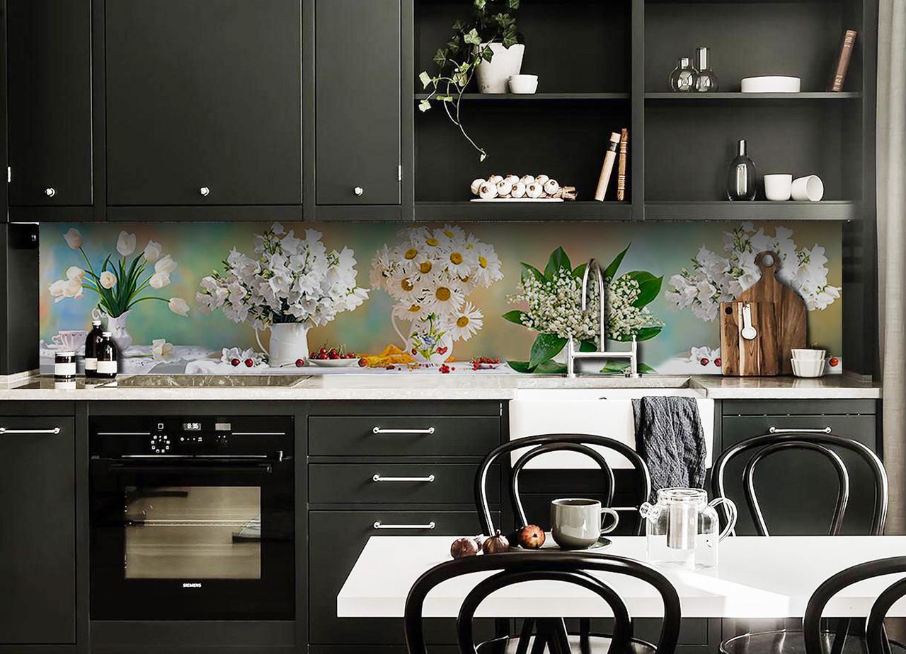 Кухонный фартук Цветы и ягоды 02 из самоклеющейся виниловой пленки 60х300 см Зеленый Кухонный фартук Цветы и ягоды 02 из самоклеющейся виниловой пленки 60х300 см Зеленый