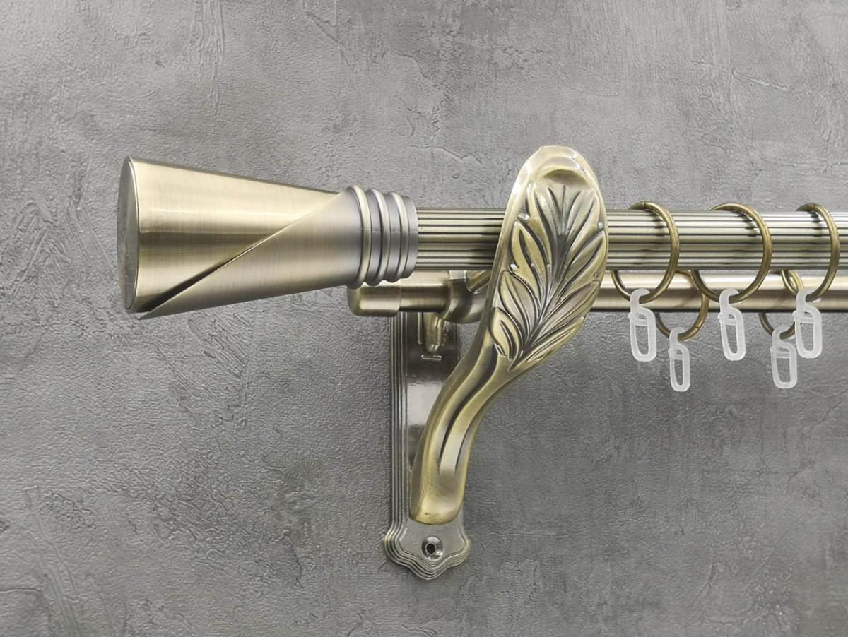 Карниз Quadrum Дункан рифленая штанга двойной ретро 25/19 мм 300 см Антик (262050161)