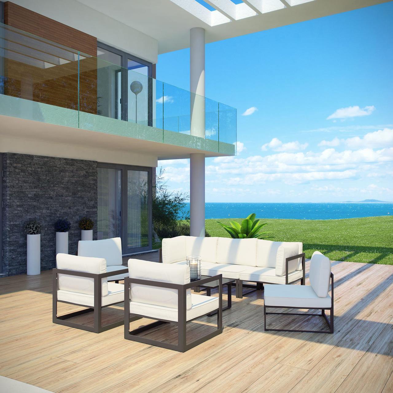 Комплект уличной мягкой мебели Loft на металлическом каркасе для террасы Белый (NS-326)