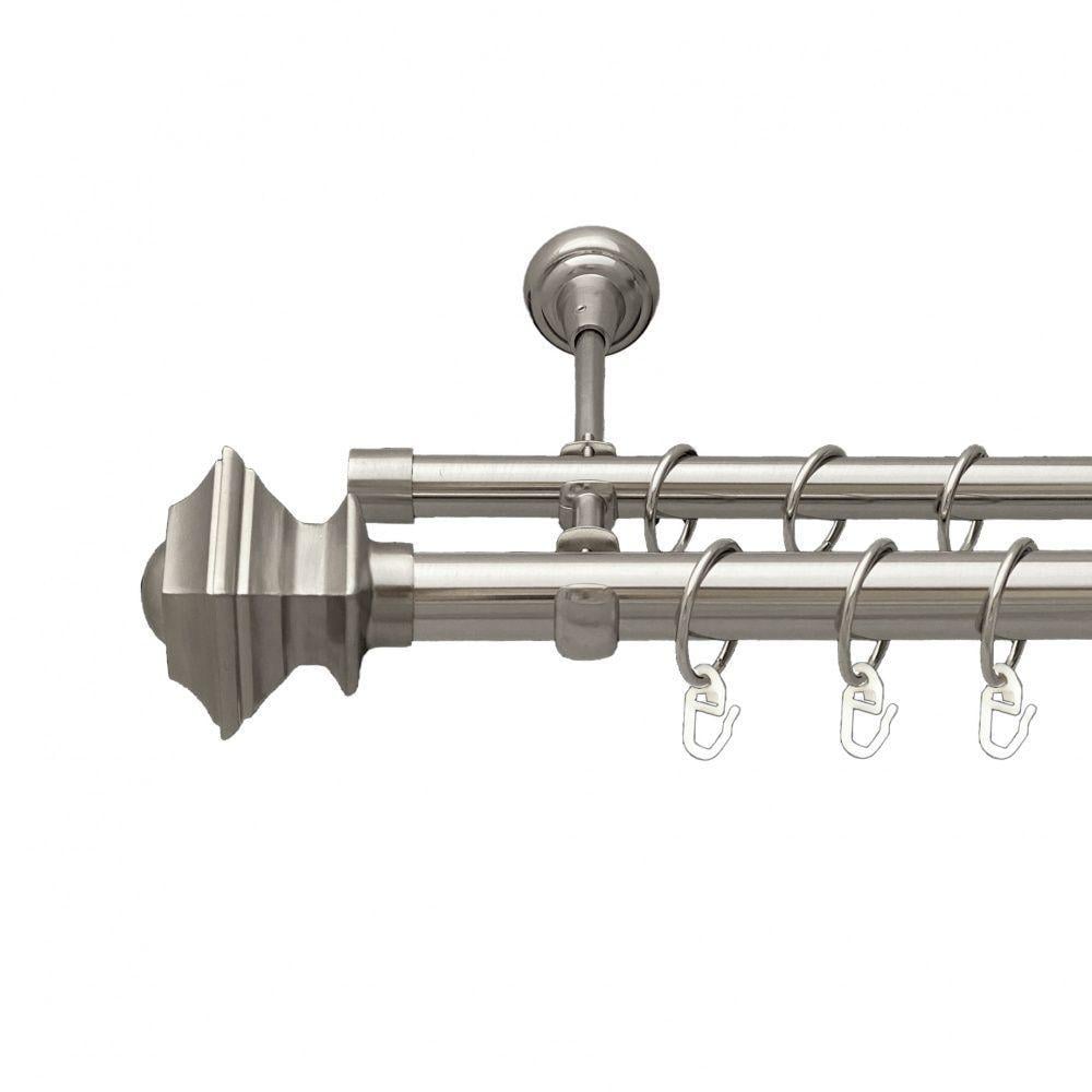 Карниз Orvit Борджеза двухрядный гладкий 200 см Нержавеющая сталь (7075440)