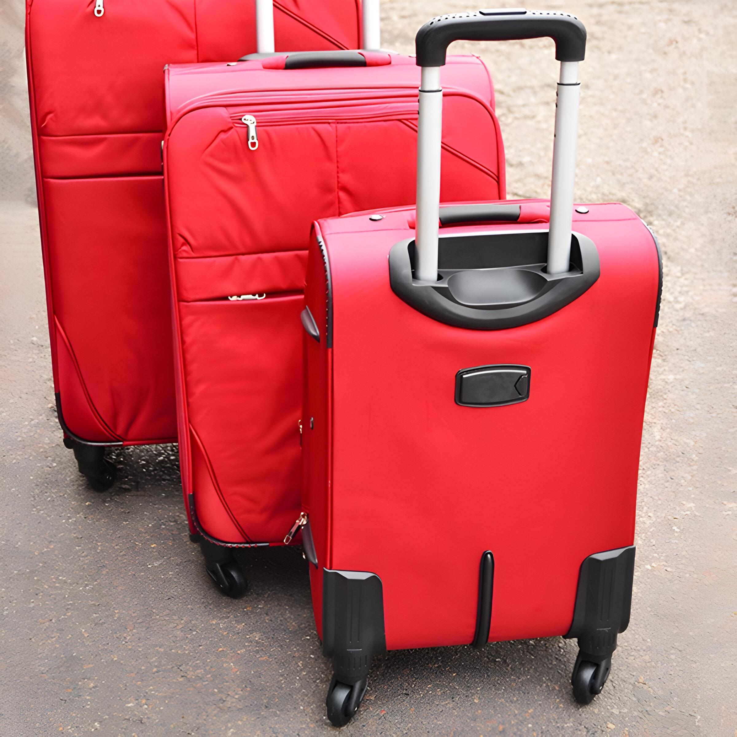 Набір валіз тканинних 3в1 з кодовим замком та телескопічною ручкою Червоний (24-292) - фото 3 Набір валіз тканинних 3в1 з кодовим замком та телескопічною ручкою Червоний (24-292) - фото 3