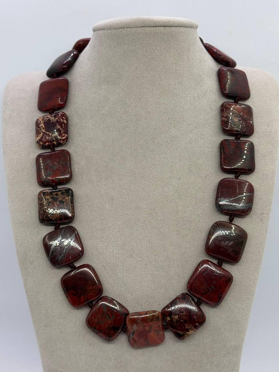 Бусы из яшмы 20x20 мм 45 см Красный (13002)