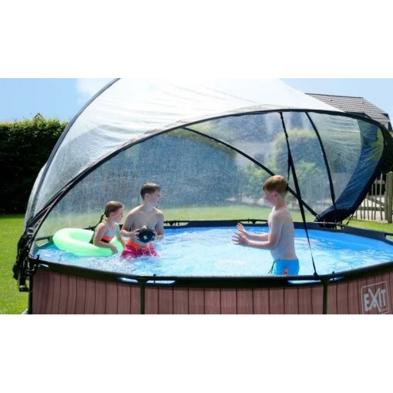 Басейн каркасний Exit Toys з куполом 360х76 см Коричневий - фото 6
