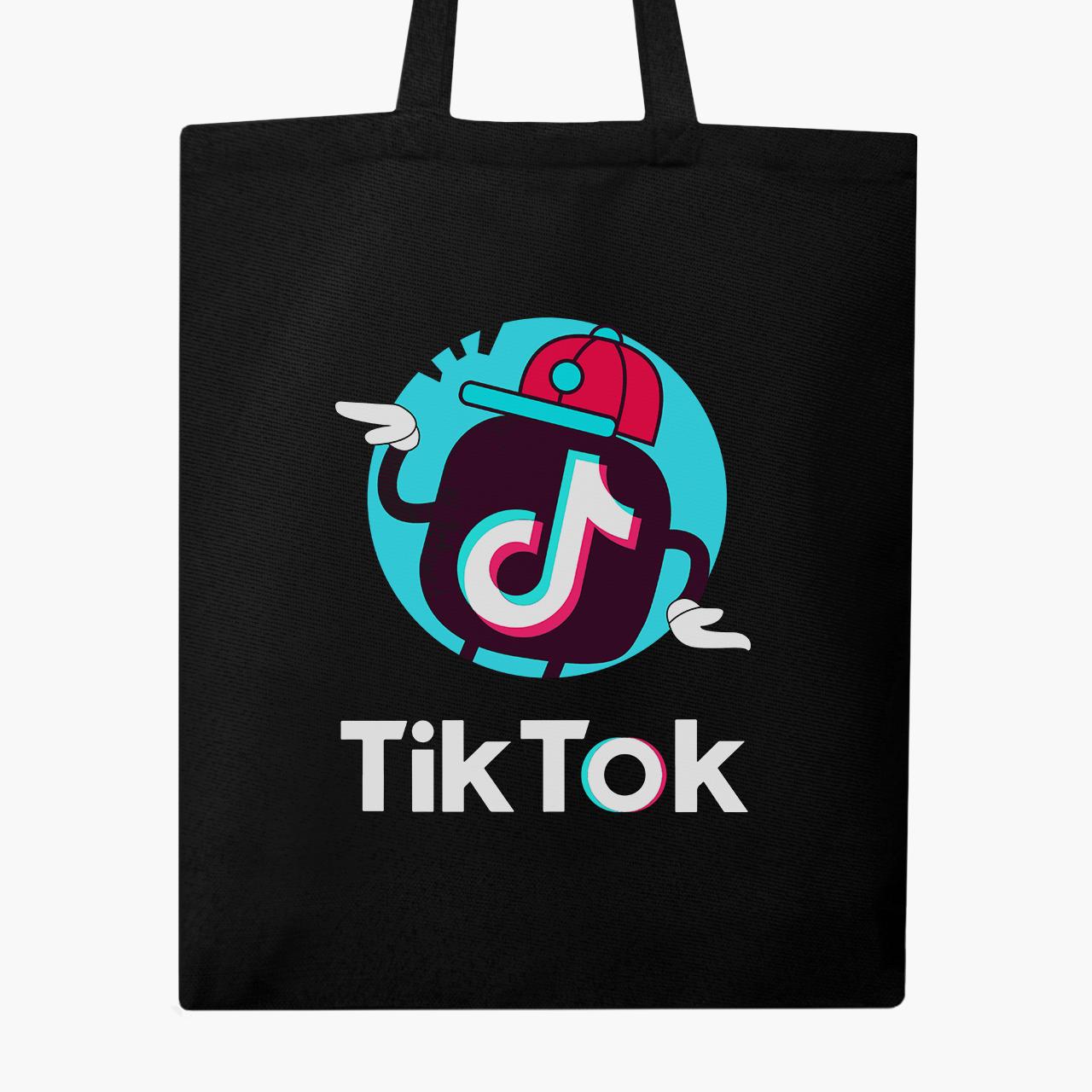 Еко сумка шоппер TikTok 41х35 см Чорний (9227-1712-BK) - фото 4