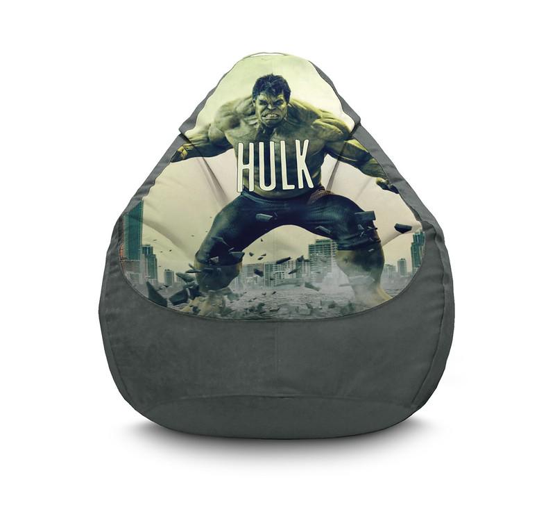 Кресло мешок iPuff Hulk Distruction Флок XXL 90х125 см Серый
