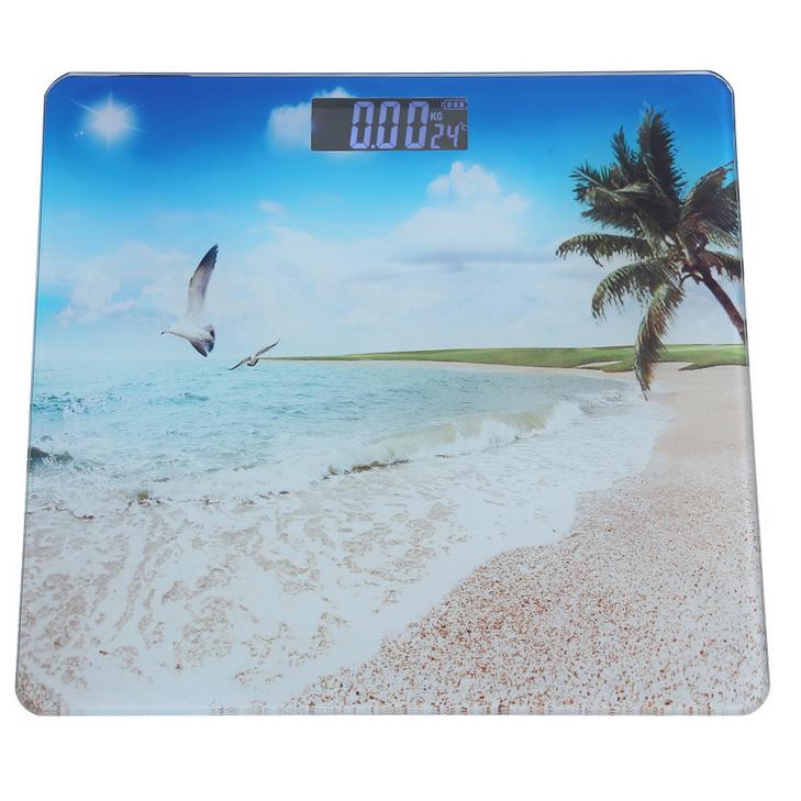 Ваги електронні підлогові 17BT скляна платформа Блакитний