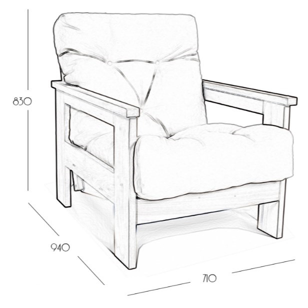 Кресло из массива бука Woodman Mexico без покрытия Бежевый - фото 2