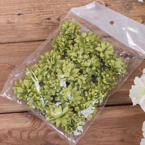 Бутоньерка хризантема бумажная 20 шт. Зеленый (3983-3)