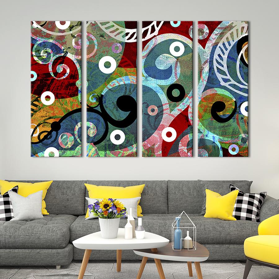 Картина модульная из 4 частей Растительный абстрактный узор XL 209x133 см (6-41)