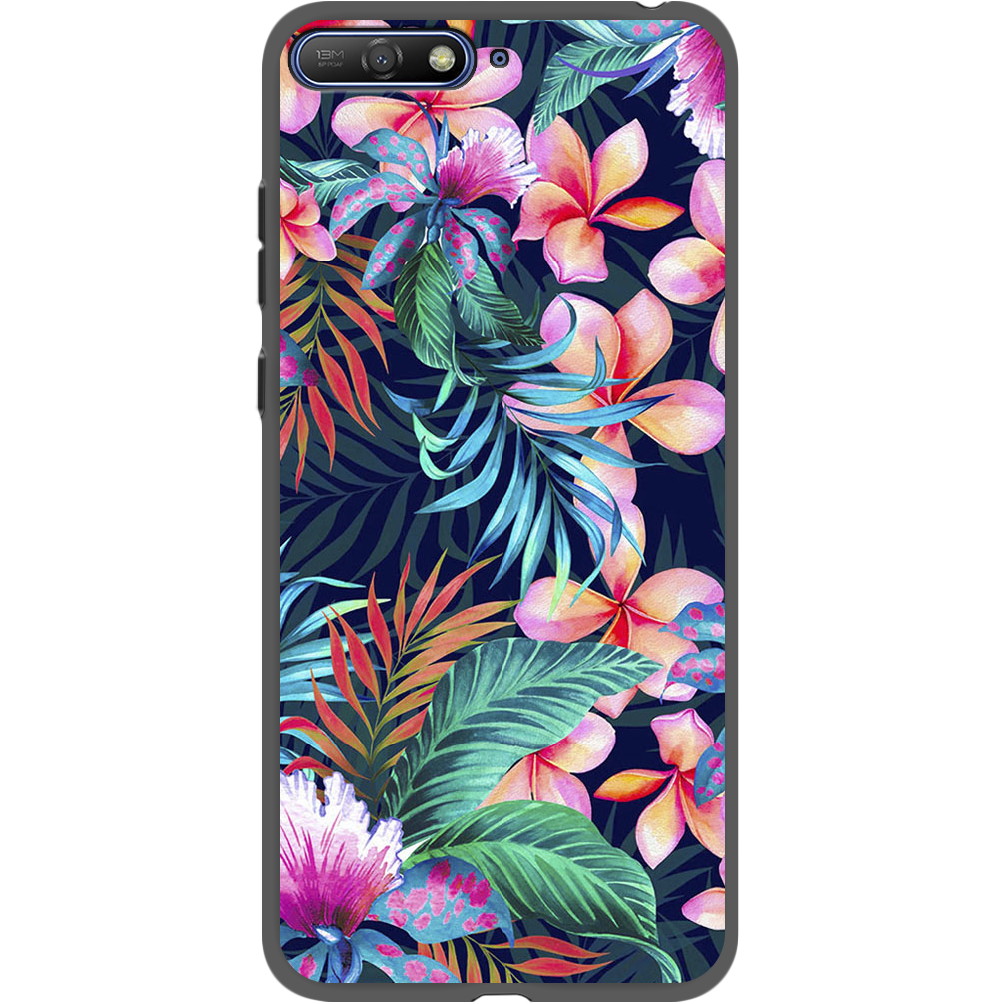 Чехол Boxface Huawei Y6 2018 flowers in the tropics Черный силикон (33371-up1971-34777)