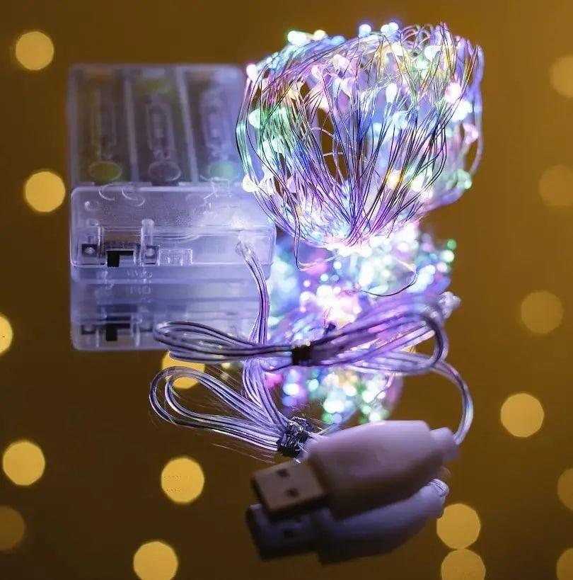 Гірлянда Роса USB/батарейки 20 м 200 LED Різнокольоровий (76567766)