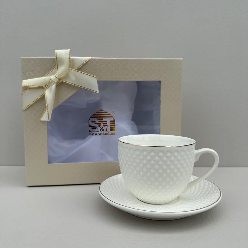 Чашка порцелянова з блюдцем S&T 23191-00 Белла 250 мл (2656884589)