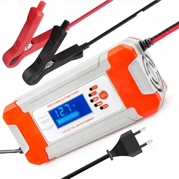 Зарядний пристрій автомобільний 12/24V 8A із цифровим дисплеєм для АКБ (8449)