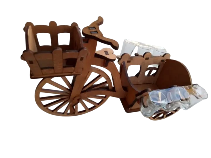 Мини-бар Домик Велосипед деревянный под бутылку со рюмками