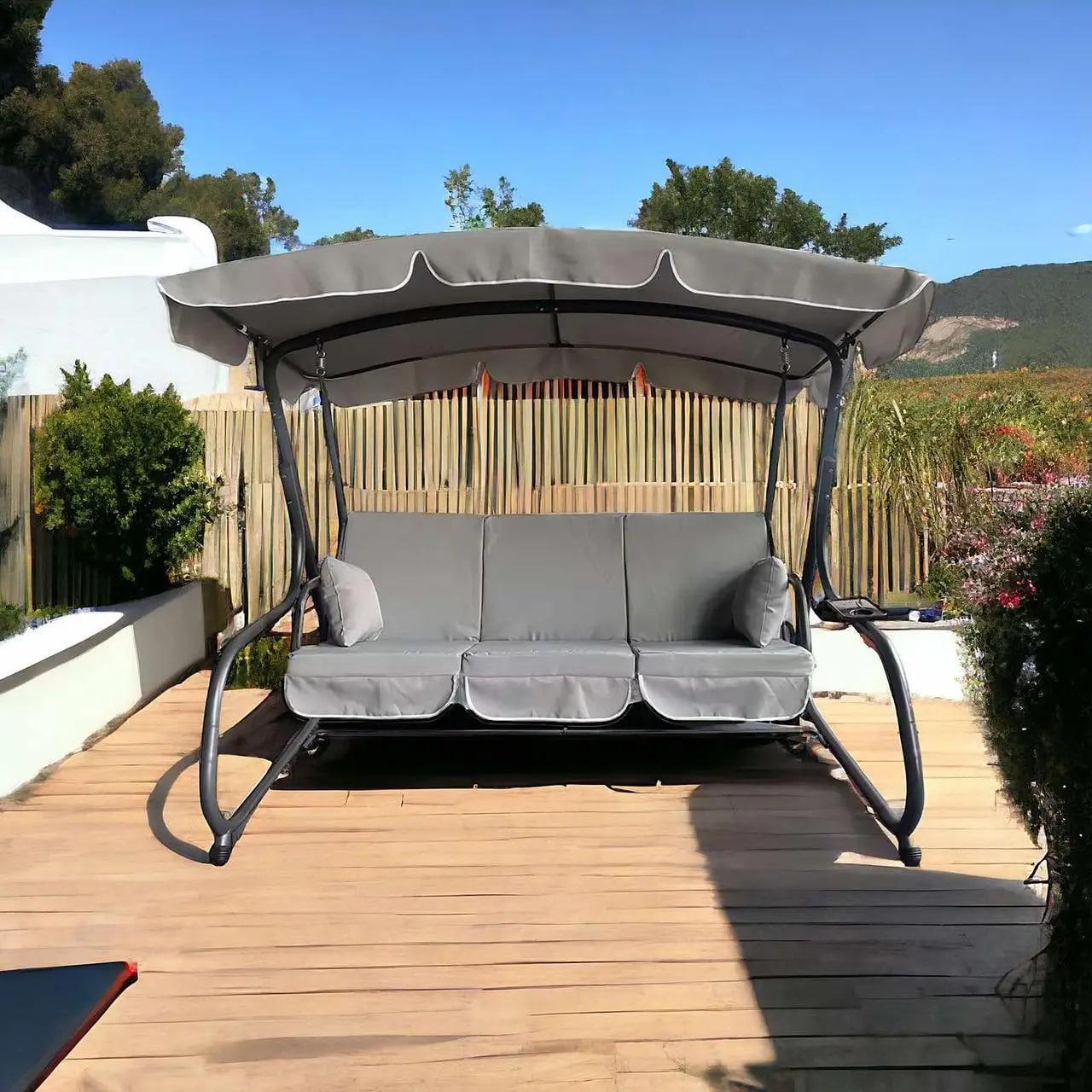 Качели для сада с навесом JustGarden 3-х местная Серый (25506126)