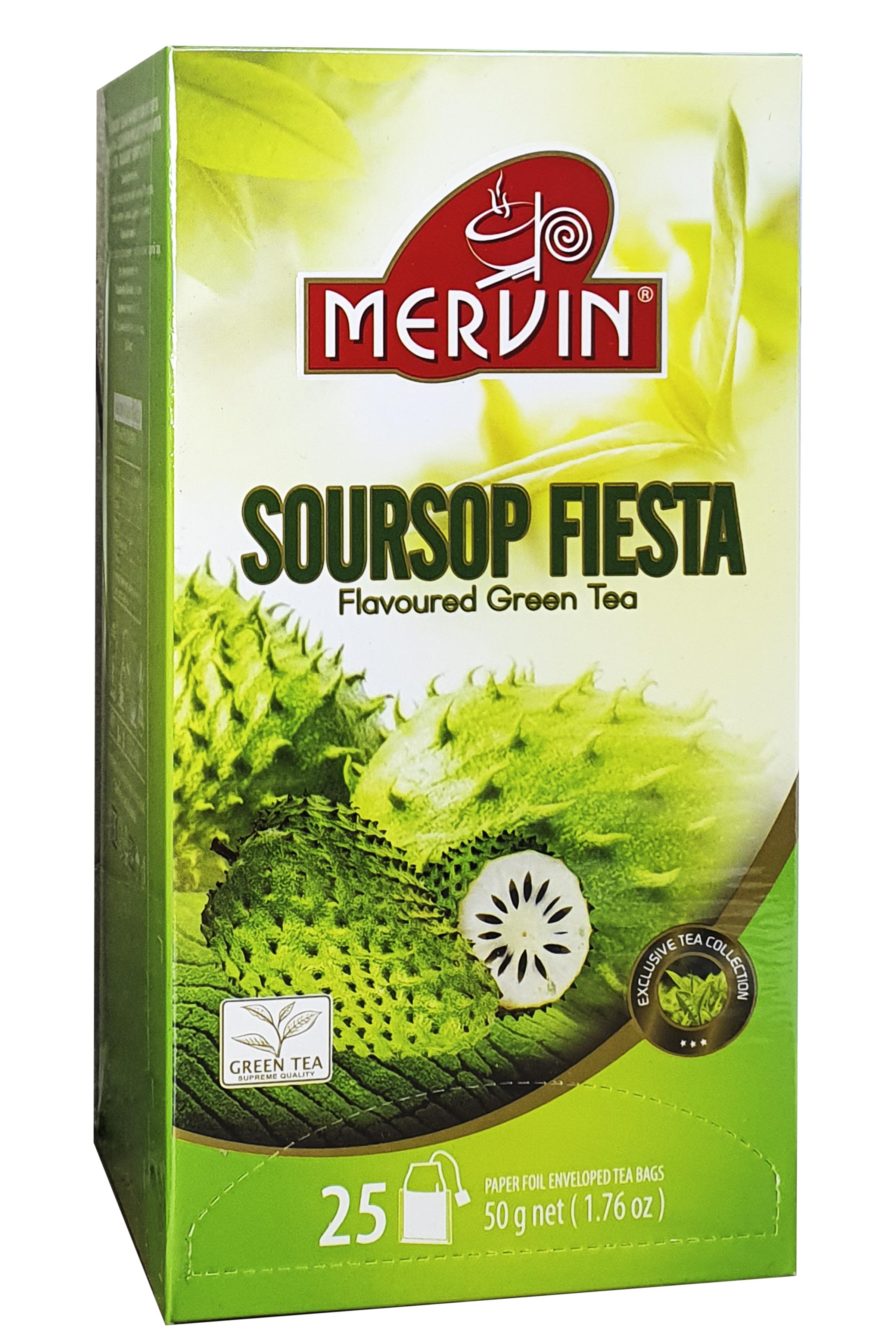Чай зеленый Mervin Soursop Fiesta с саусепом 25 шт. 2 г (57253)