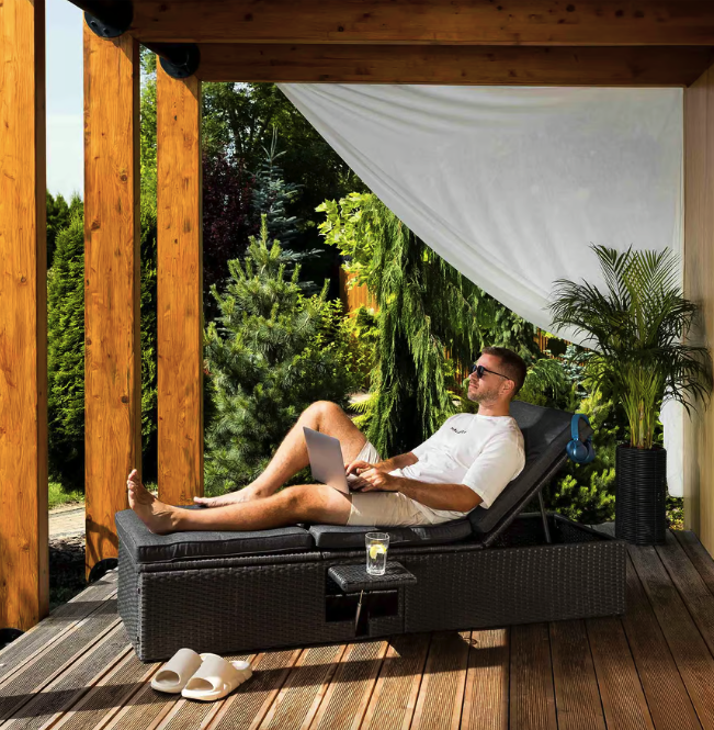 Шезлонг садовый Di Volio Asco Черный (23853385) - фото 3 Шезлонг садовый Di Volio Asco Черный (23853385) - фото 3