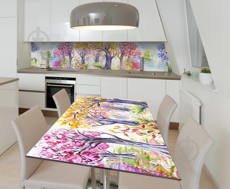 Наклейка 3Д виниловая на стол Zatarga «Цветное межсезонье» 650х1200 мм для домов, квартир, столов, кофейн, Наклейка 3Д виниловая на стол Zatarga «Цветное межсезонье» 650х1200 мм для домов, квартир, столов, кофейн,